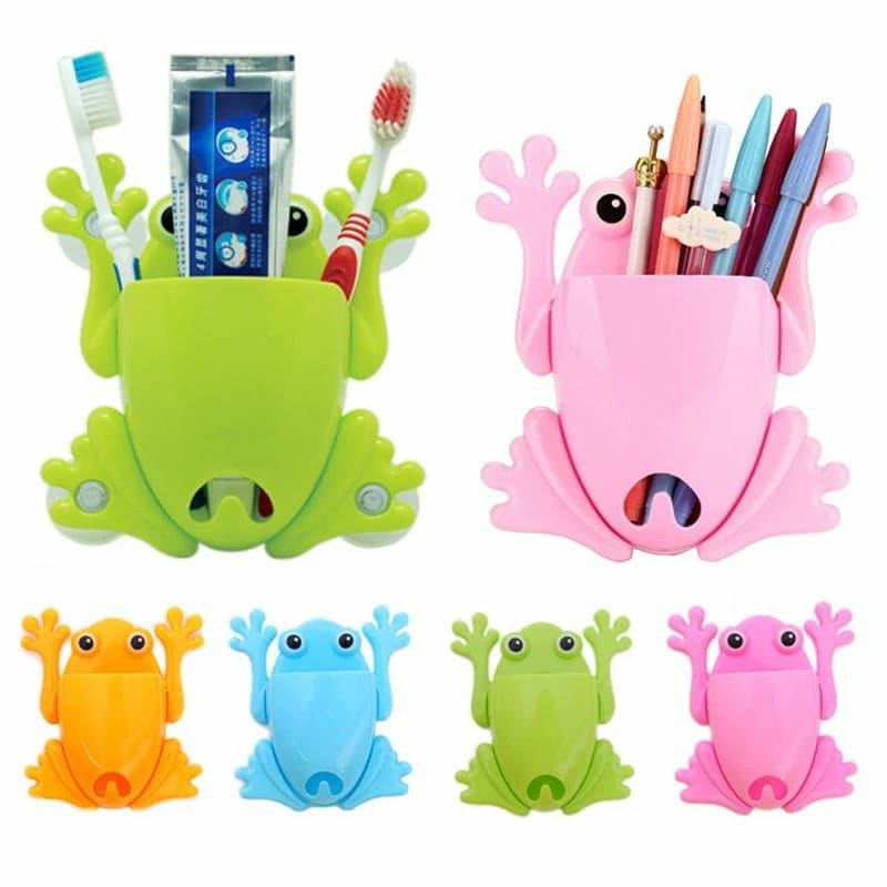 Cartoon frog toothbrush holder