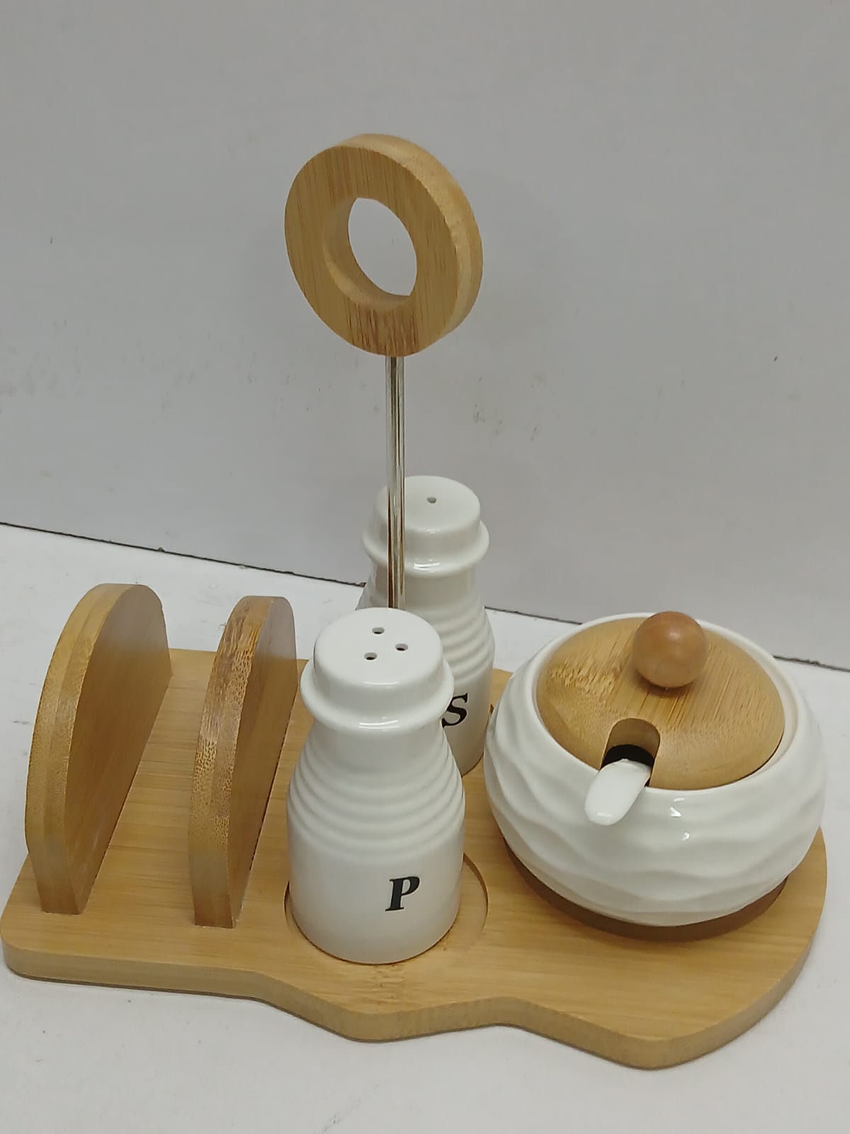 Salt, Pepper,Sugar dish + Serviette holder