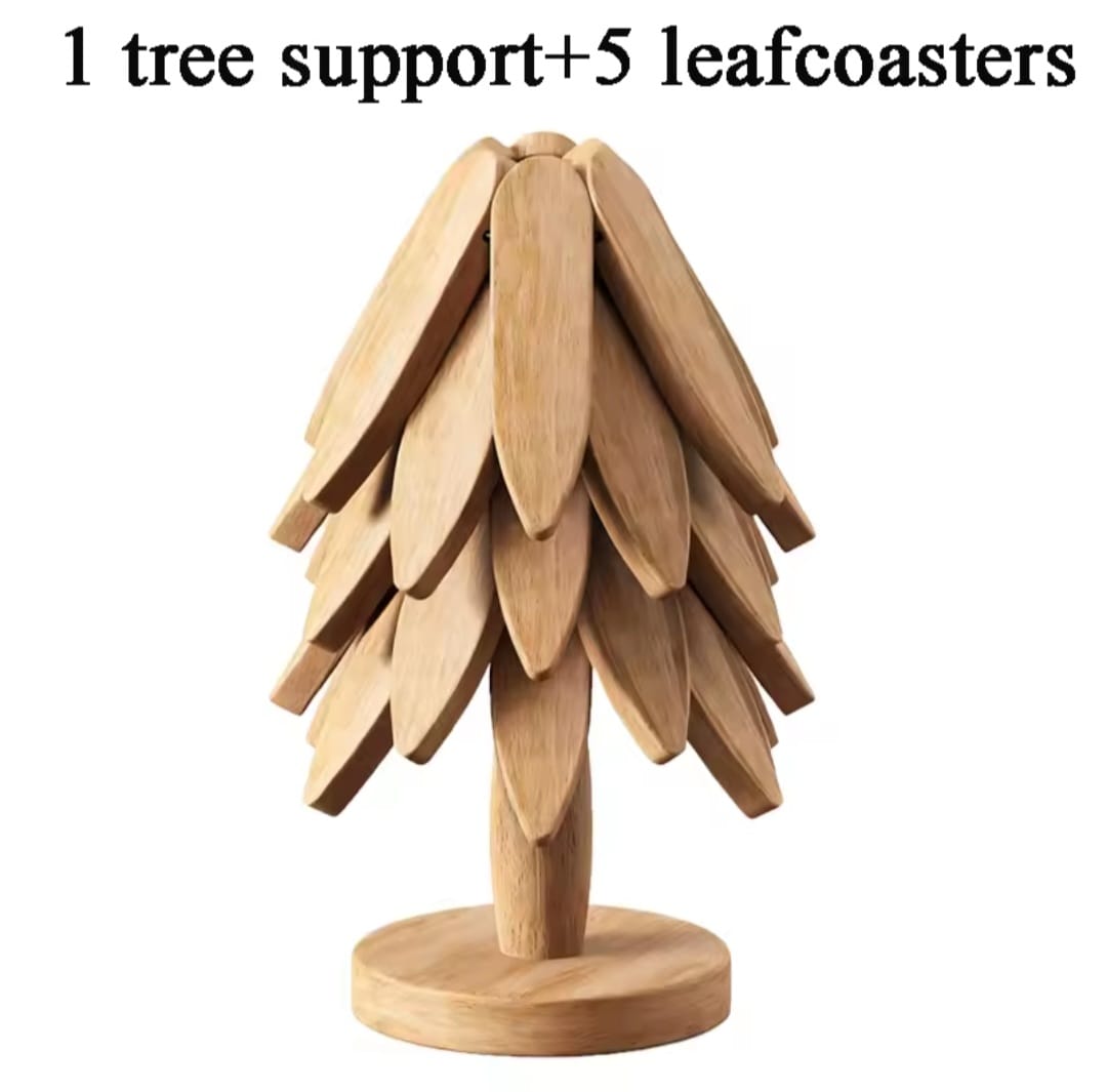Heat resistant wooden tree shaped table/pot mat