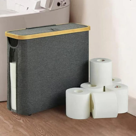Slim Bathroom Storage Cabinet with Bamboo Lid