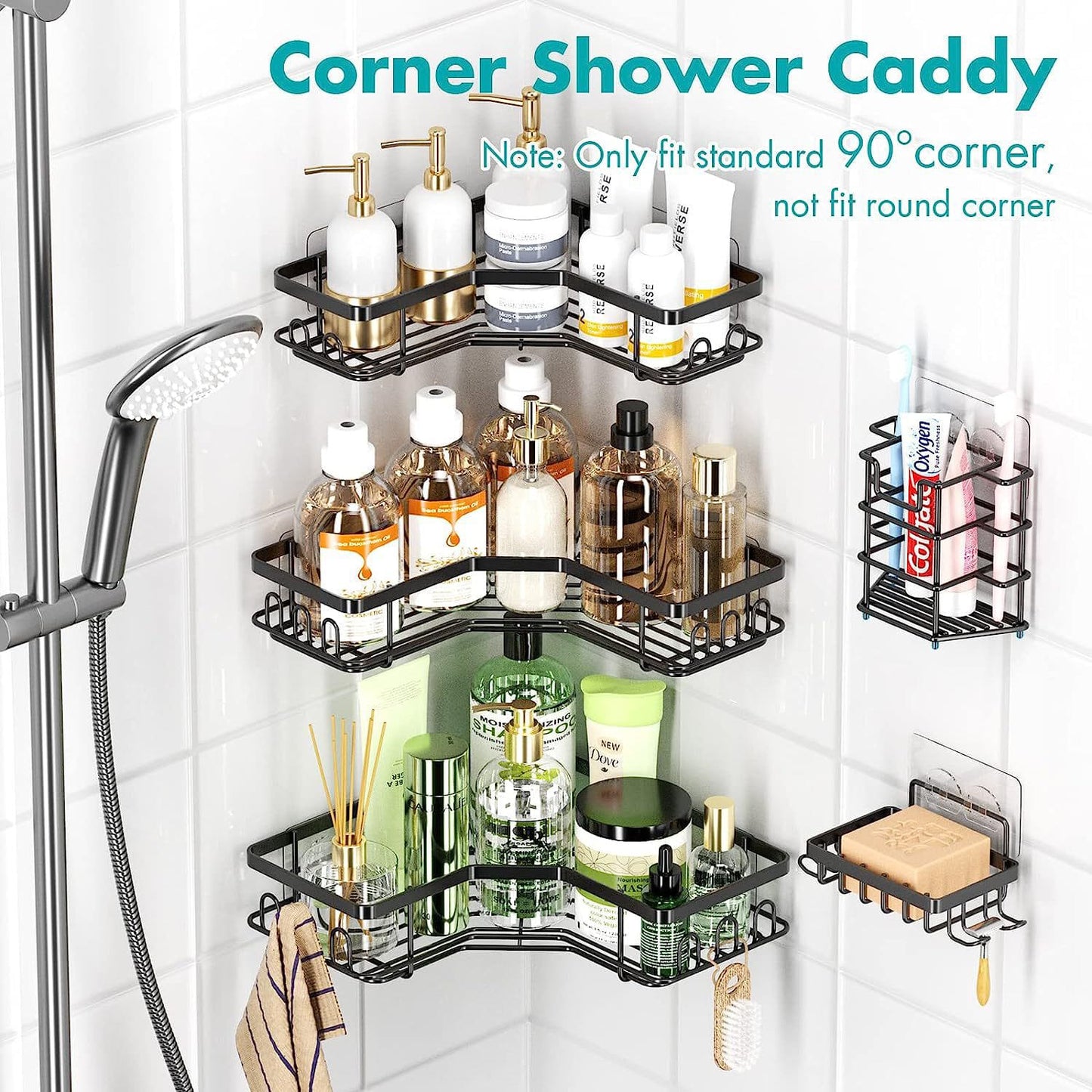 5pcs set triangular Shower caddy shelf/Bathroom organizer
