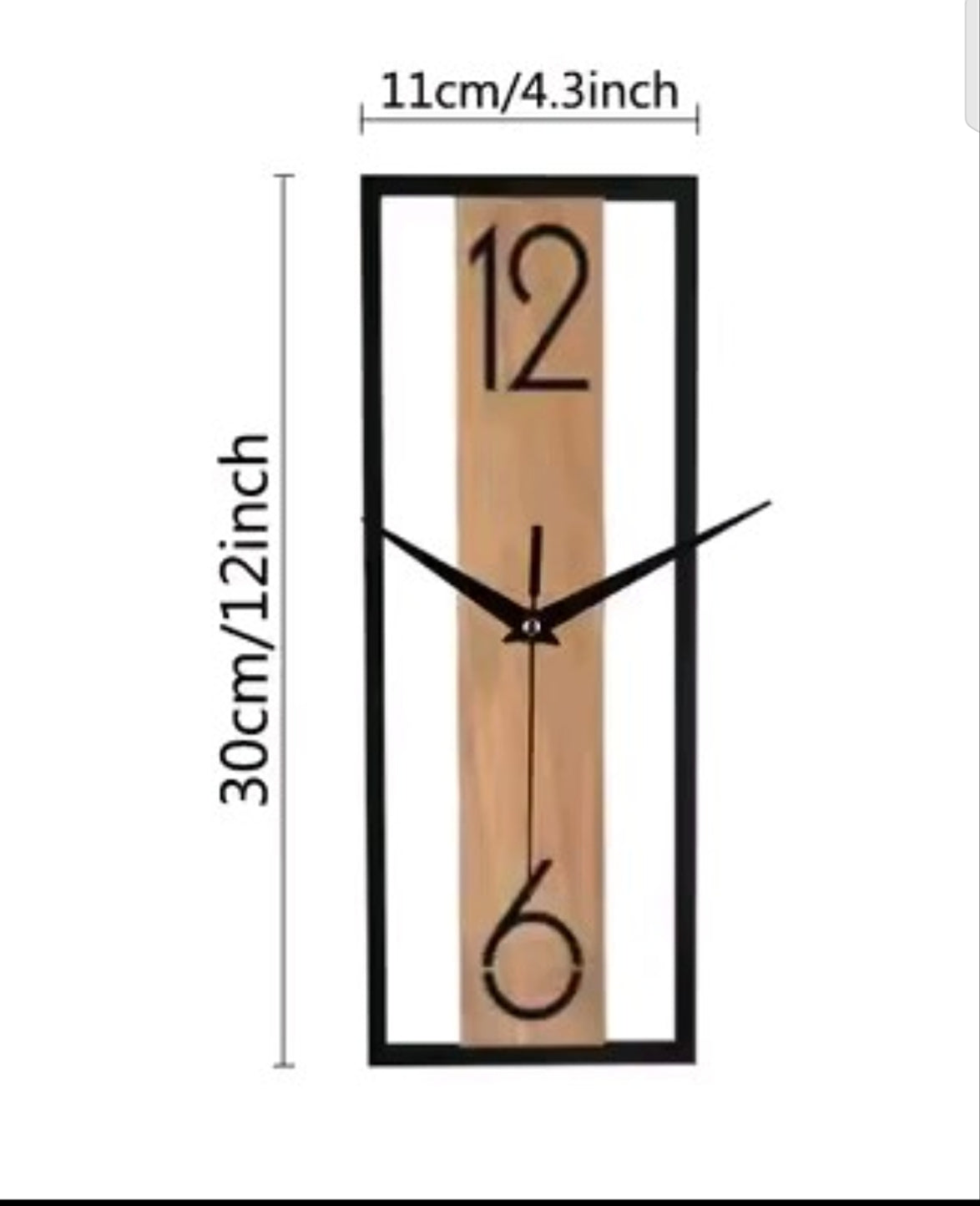 Rectangular wood grain wall clock