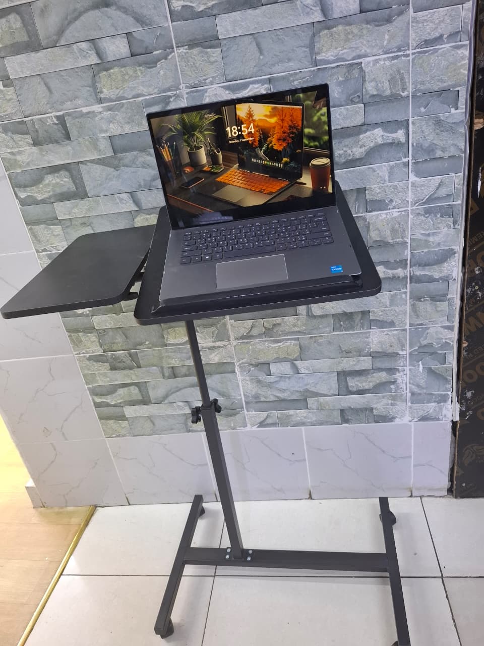 Adjustable Overbed Laptop Table with Wheels Multi-Purpose Rolling Bedside Table