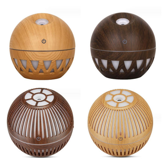 Wood Grain round shape Air Humidifier USB can use Essential Aroma oils or plain water