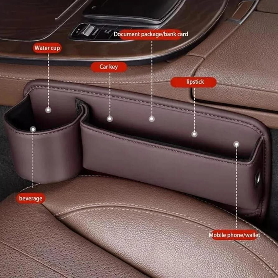 Car Seat Gap Filler and Organizer with a built-in cup holder