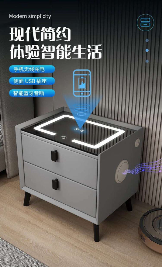 Smart bedside table cabinet with wireless charging Bluetooth