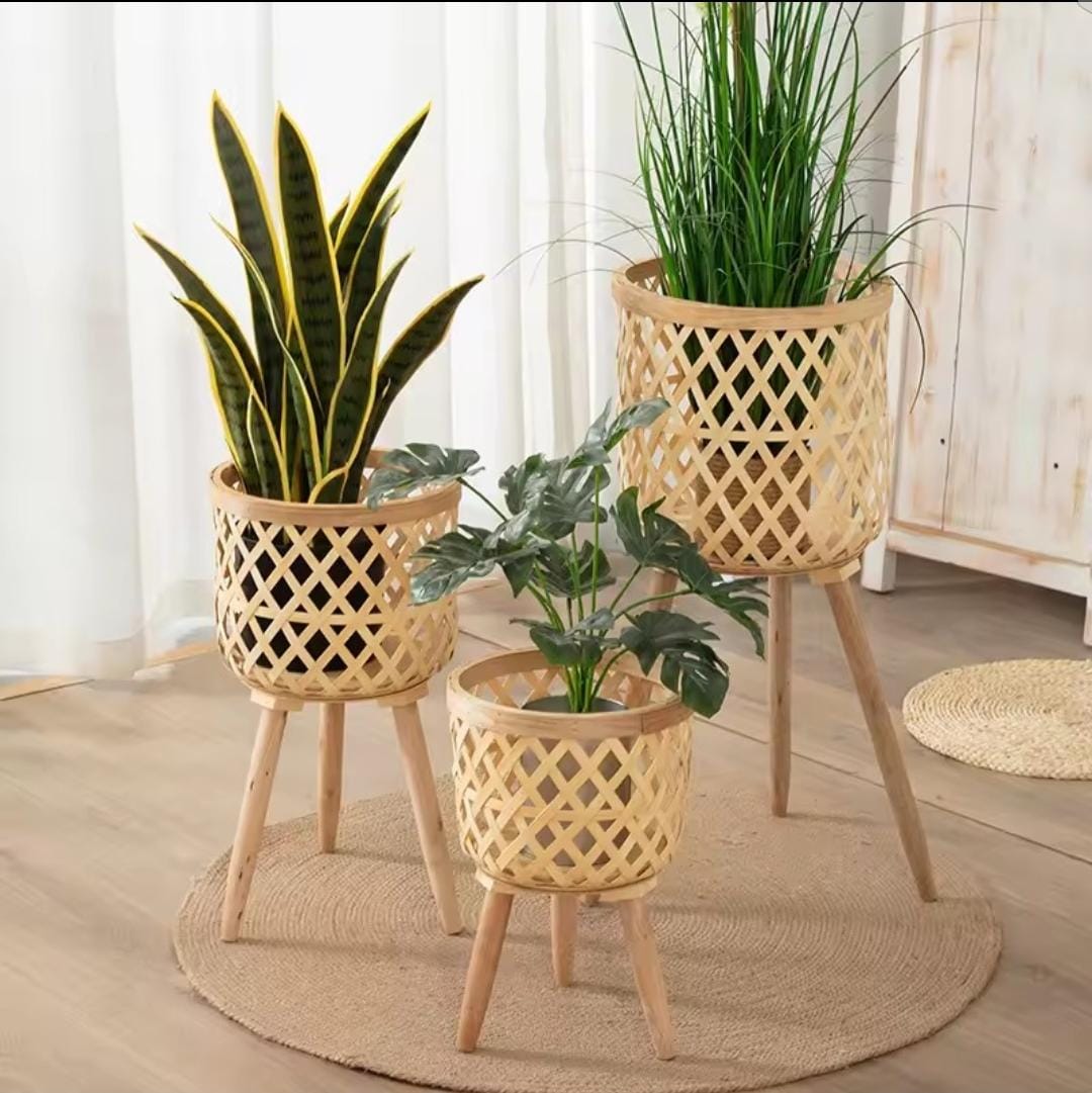 Boho Rattan plant stand