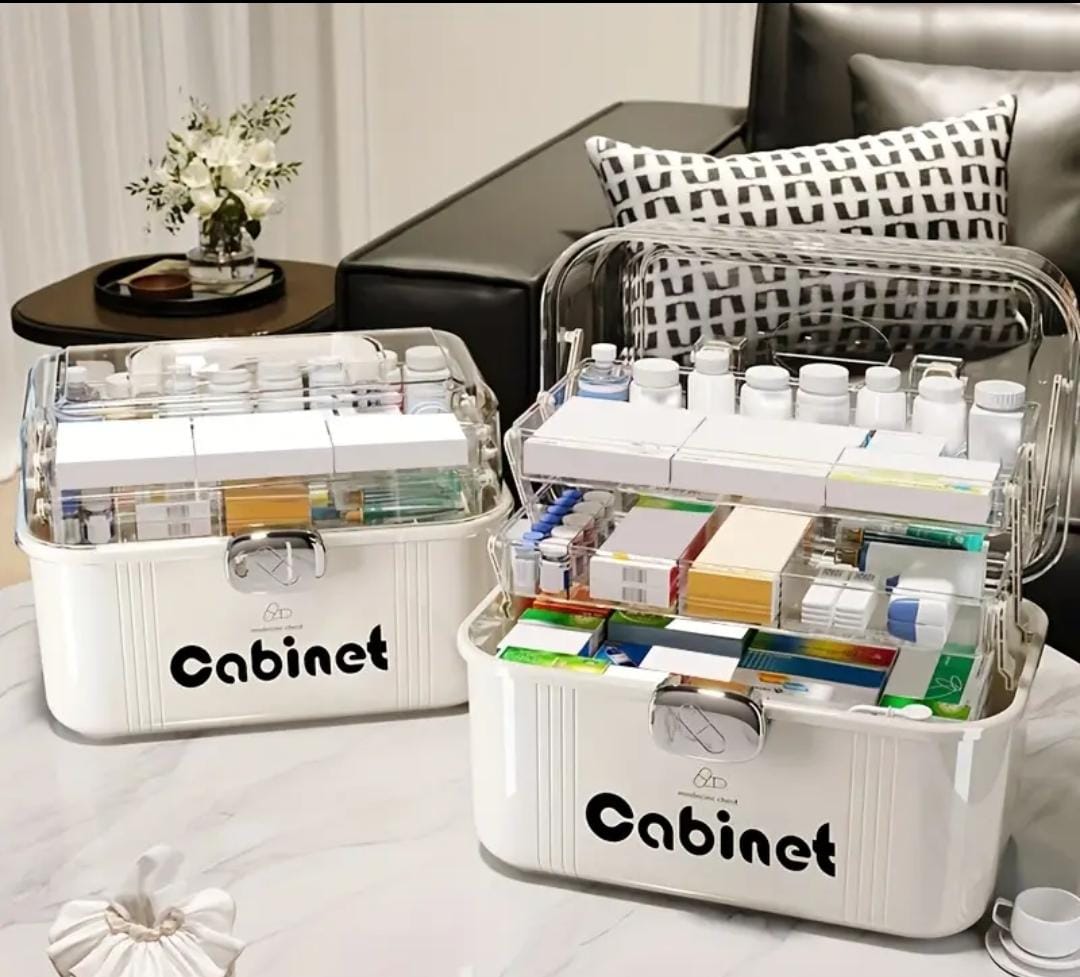 3 layered portable medicine storage box