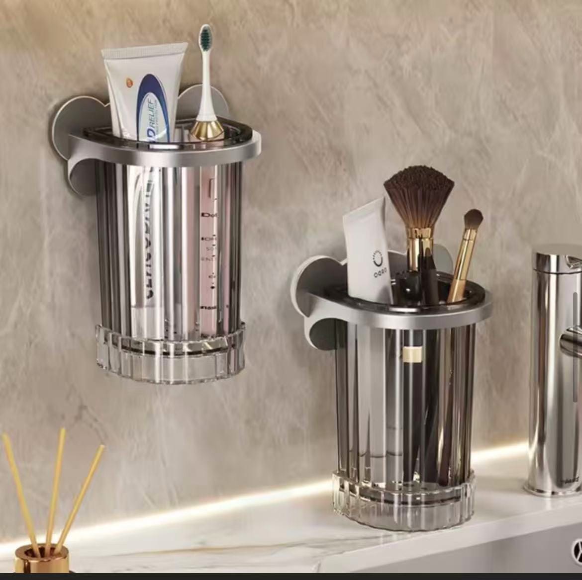 Wall Mount Toothbrush Holder & Bathroom Organizer .