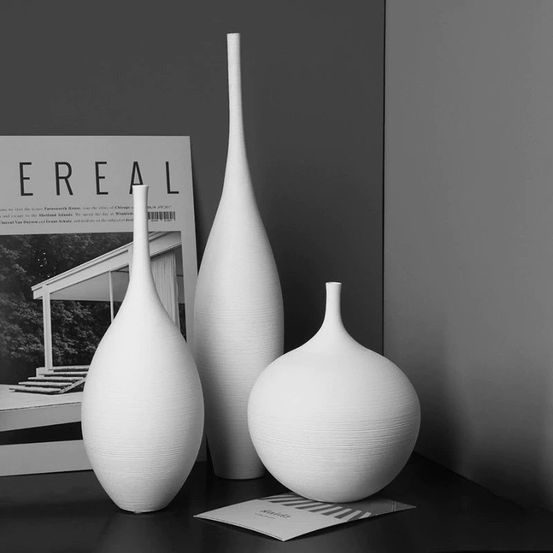 ▪️Luxury 3pc white brushed decor vases