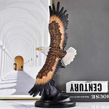 Large flying eagle decorative statue crafted from polyresin