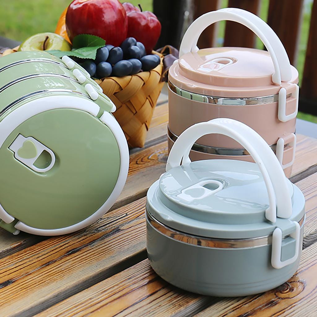 2 Layer Portable Food-Warmer School Students Lunch Box Case Thermal Insulated Container