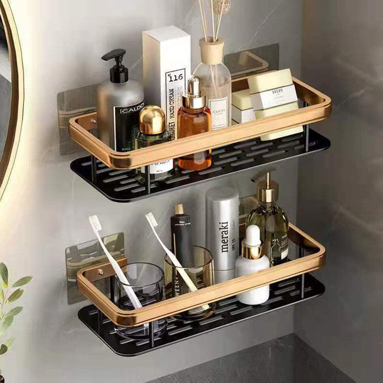 2pcs Aluminum Alloy Rectangular Shelf (black & gold)
