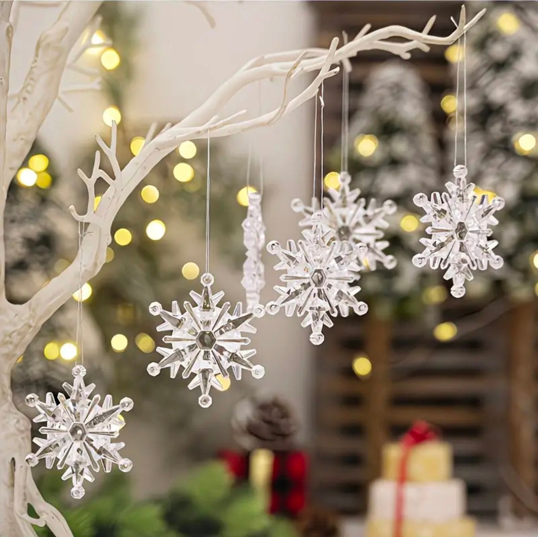 -Piece Crystal Snowflake Christmas Ornaments