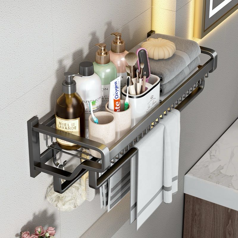 7pcs Multifunctional Aluminum Bath Towel Storage Rack Set Bathroom Storage Rack