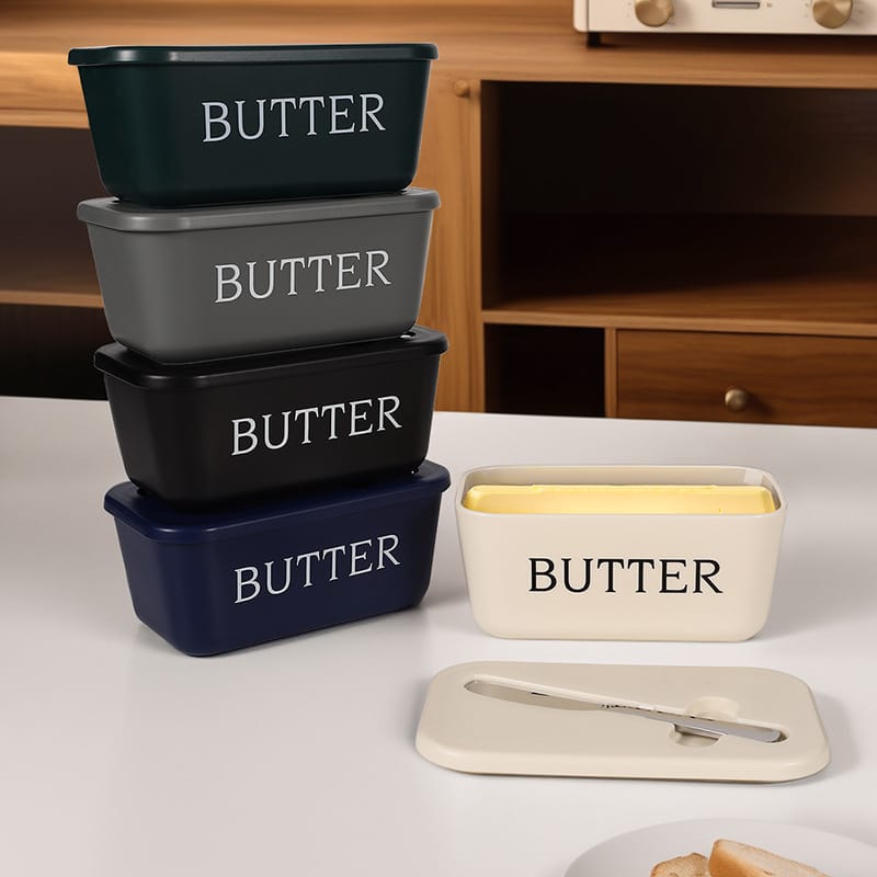 Butter storage box with knife and lid