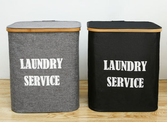 Waterproof Collapsible Cloth Harmper Storage Baskets with Lid handles for clothes laundry.