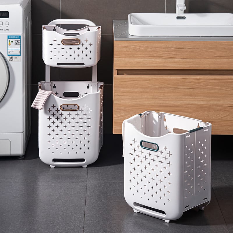 2-Tier Laundry Hamper with Wheels