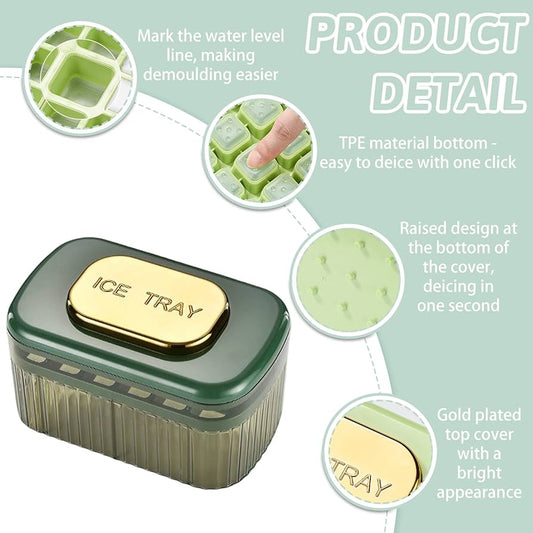Multilayer 48 grid ice cube tray box with top press cover and shovel