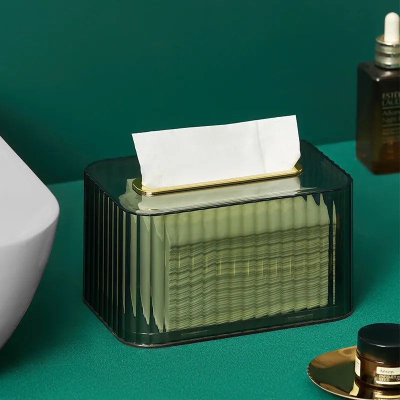 Minimalist tissue box with inbuilt spring