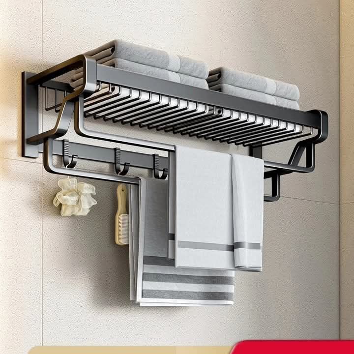 7pcs Multifunctional Aluminum Bath Towel Storage Rack Set Bathroom Storage Rack