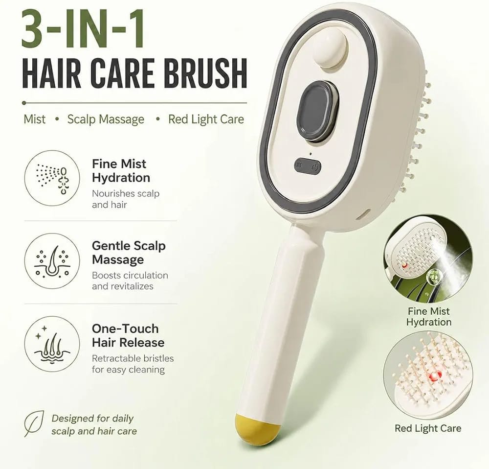 3 in 1 RECHARGEABLE MIST DETANGLING GROOMING BRUSH