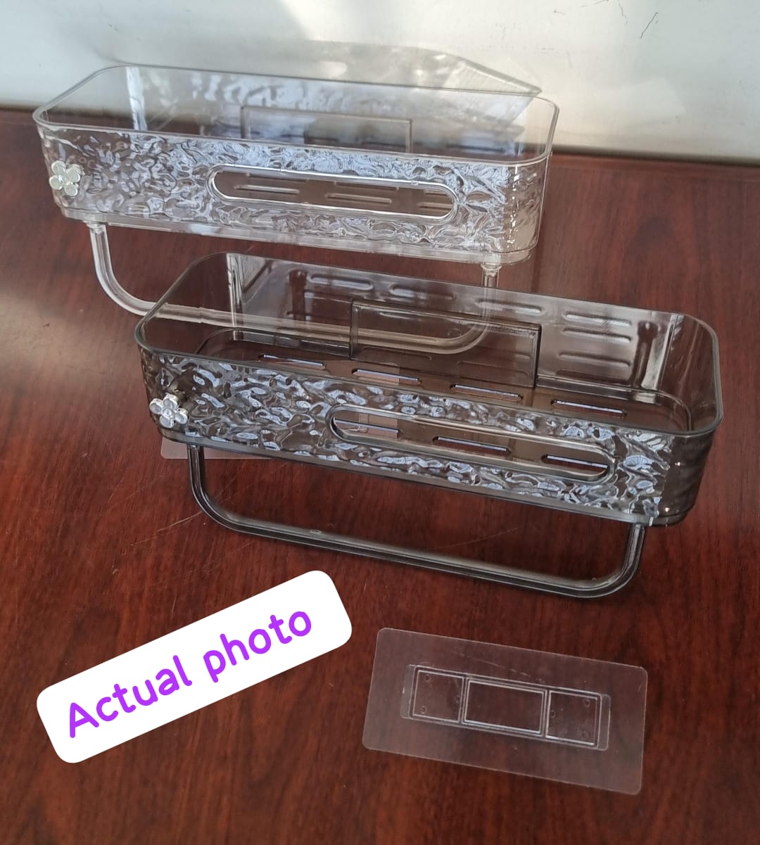 Ripple seamless rectangular acrylic adhesive shelf