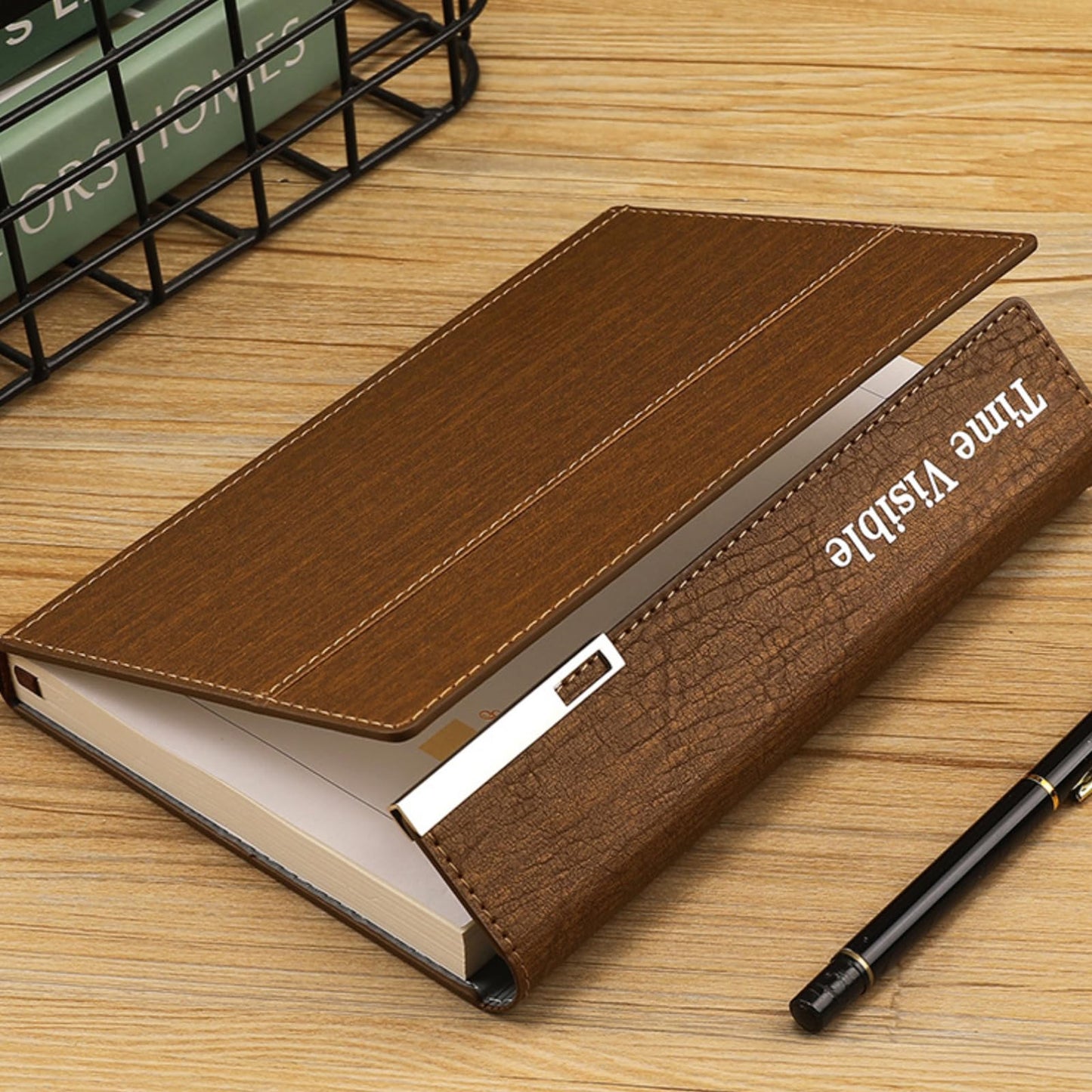 *Business Tri-Folding Minute Book Hard Shell Magnetic Notebook -B5