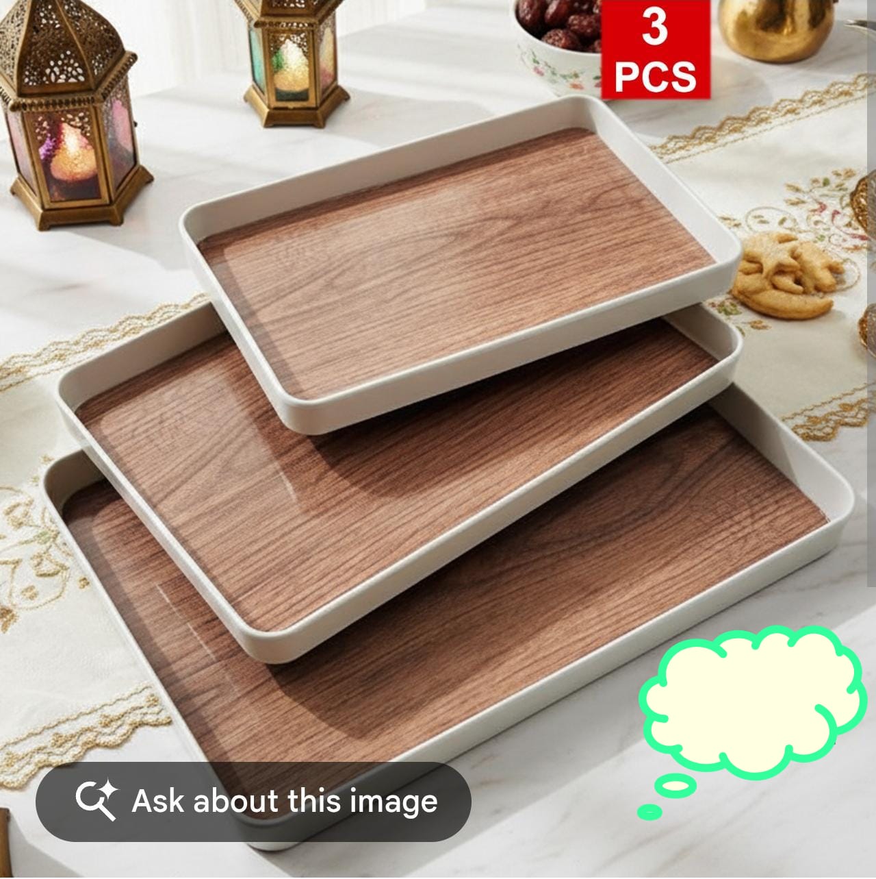 3PC Premium Wooden Serving Trays
