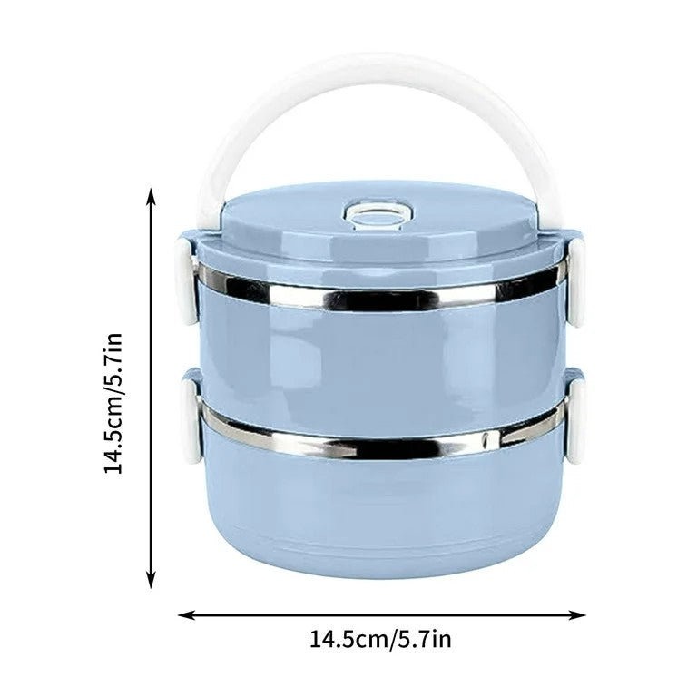 2 Layer Portable Food-Warmer School Students Lunch Box Case Thermal Insulated Container