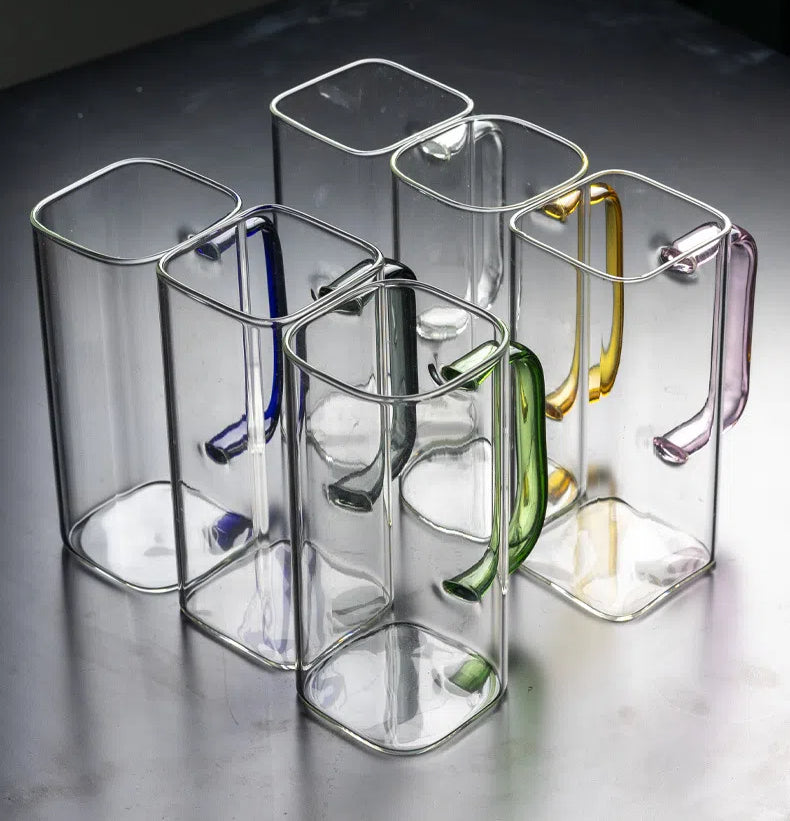 Square Glass With Colored Handle