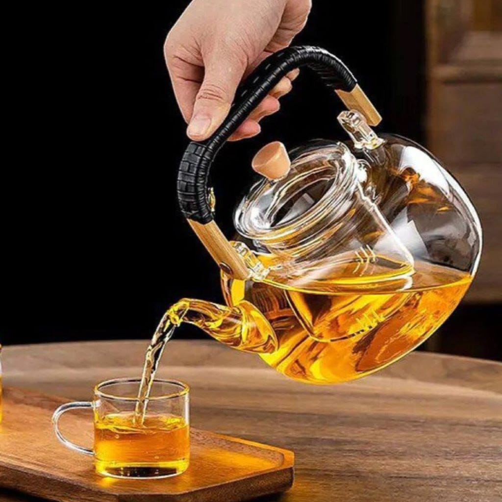 High Borosilicate glass tea/Coffee pot with double glass filter infuser
