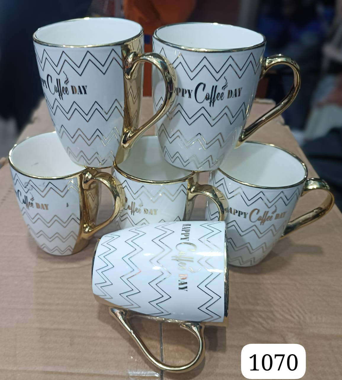 Ceramic golden mug 6pcs set