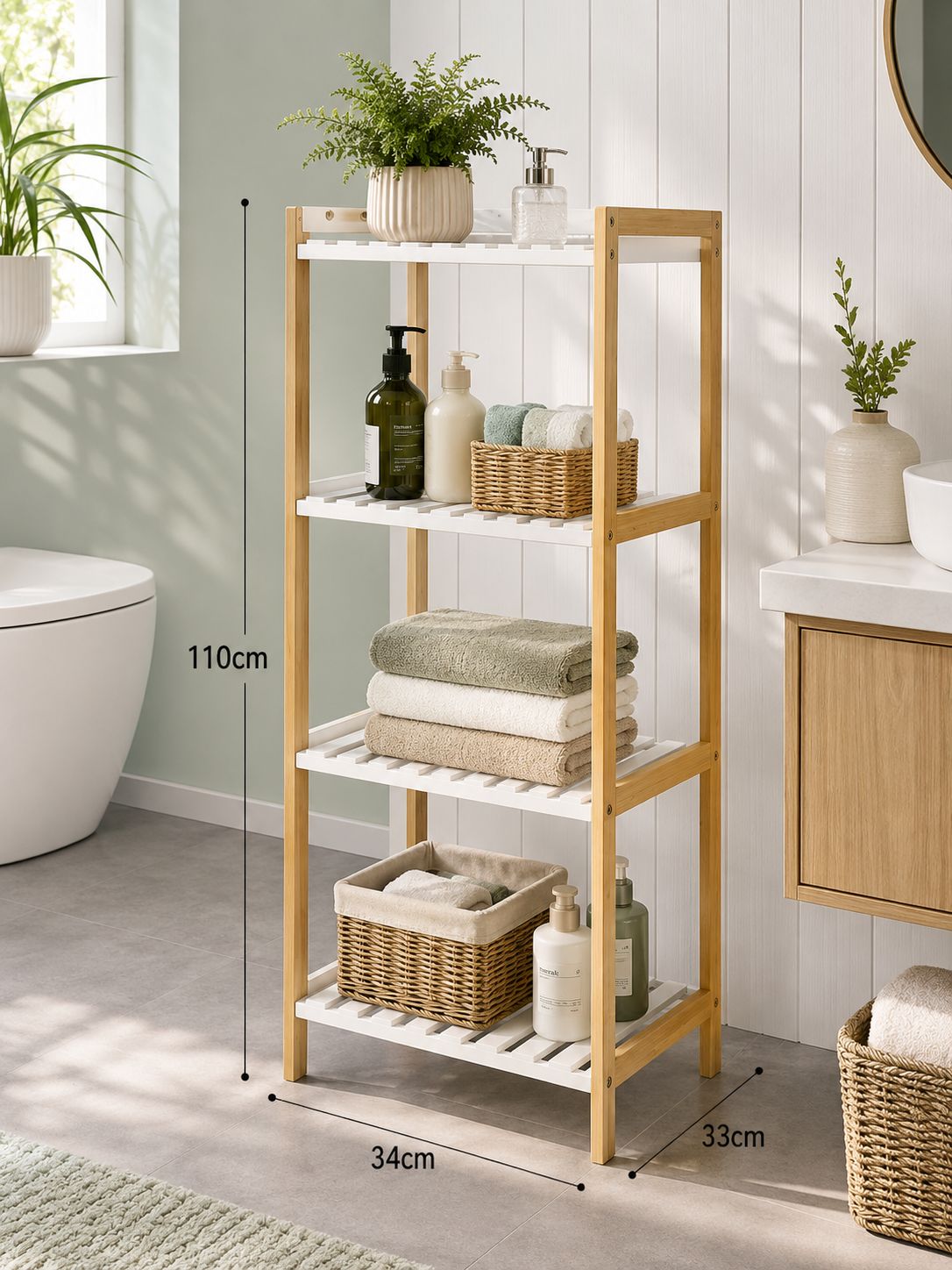 4 Tier Bamboo Bathroom Rack