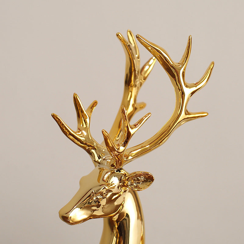 2pcs European Style Fashionable Gold Electroplated Resin Deers for Home and office