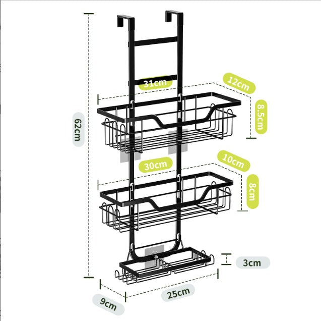 Drill-Free Bathroom Shelf Over Door Hanging Organizer