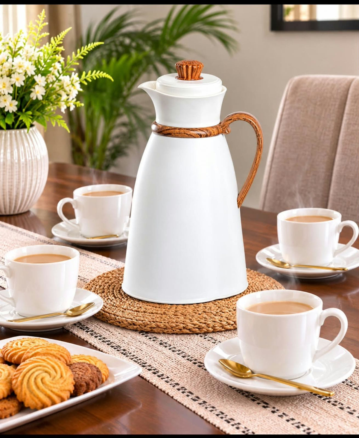 High quality flask with a brown bamboo ring and handle