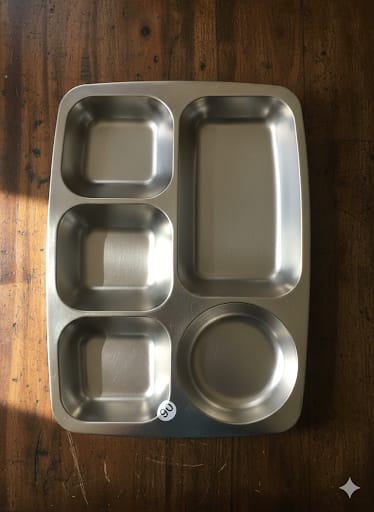 Stainless steel partitioned plate 5 division