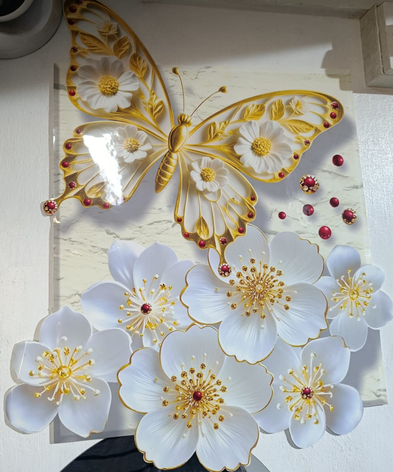 3D Wall Wallpaper Embossed Butterflies & Flowers (MIN 2 SHEETS)