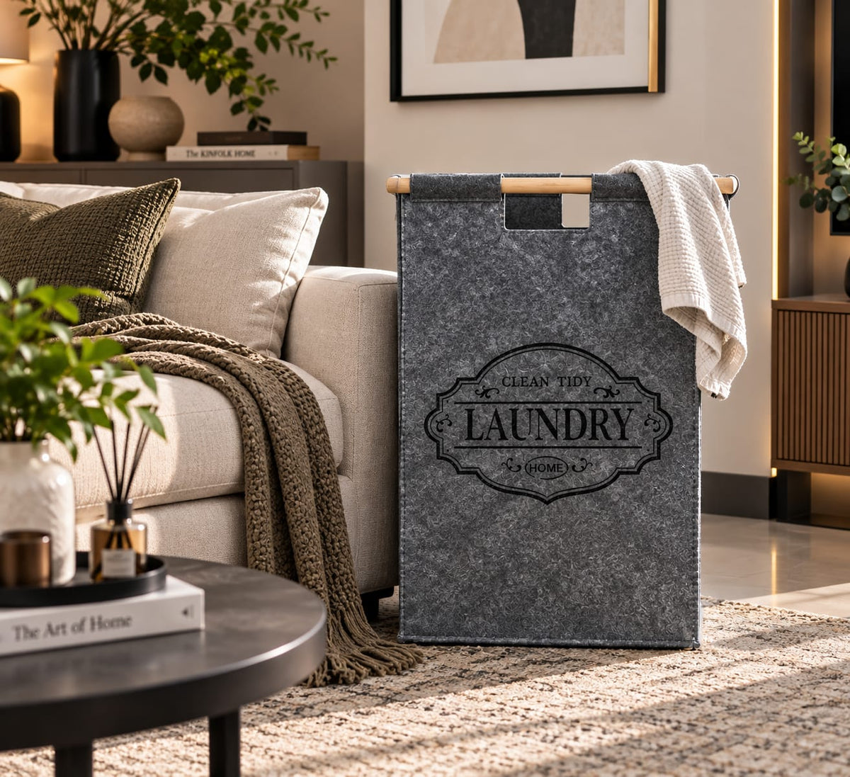 Large Capacity Foldable Laundry basket  with lid and Handles