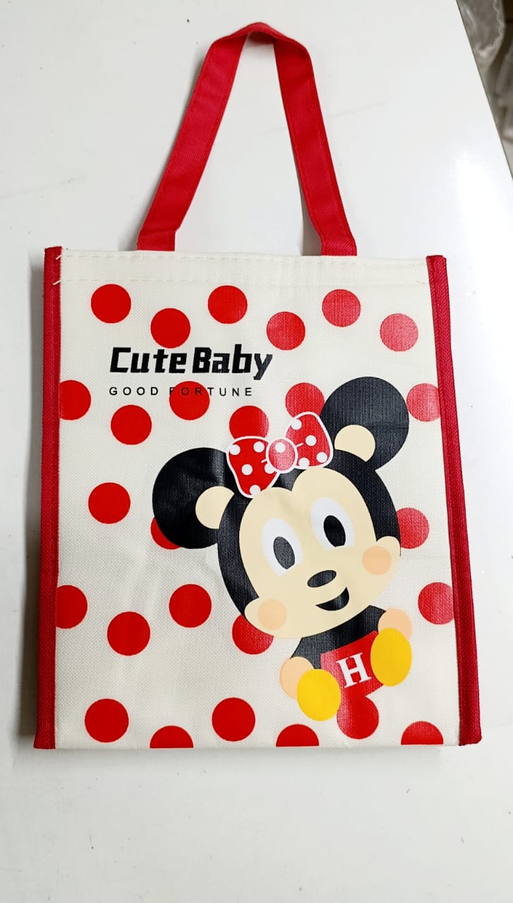 Disney Mickey Linen insulated lunch bag, With Flap Closure - Fashionable Cartoon Design Tote insulated lunch bag For Office, Students, Women