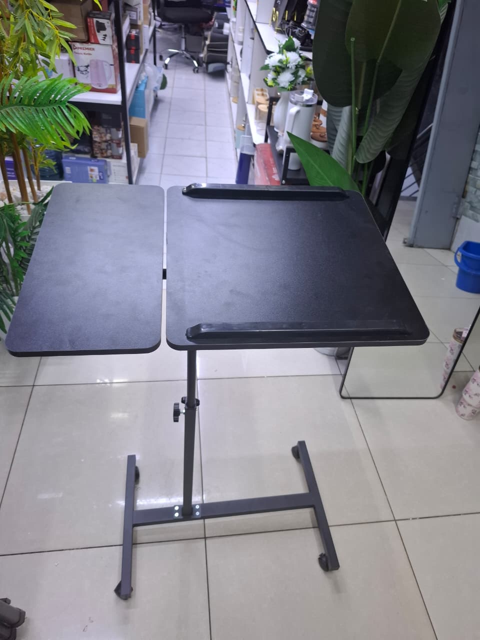 Adjustable Overbed Laptop Table with Wheels Multi-Purpose Rolling Bedside Table