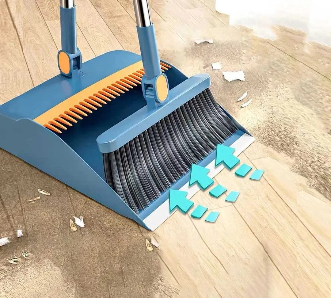 2-in-1 foldable and rotating broom and dustpan set