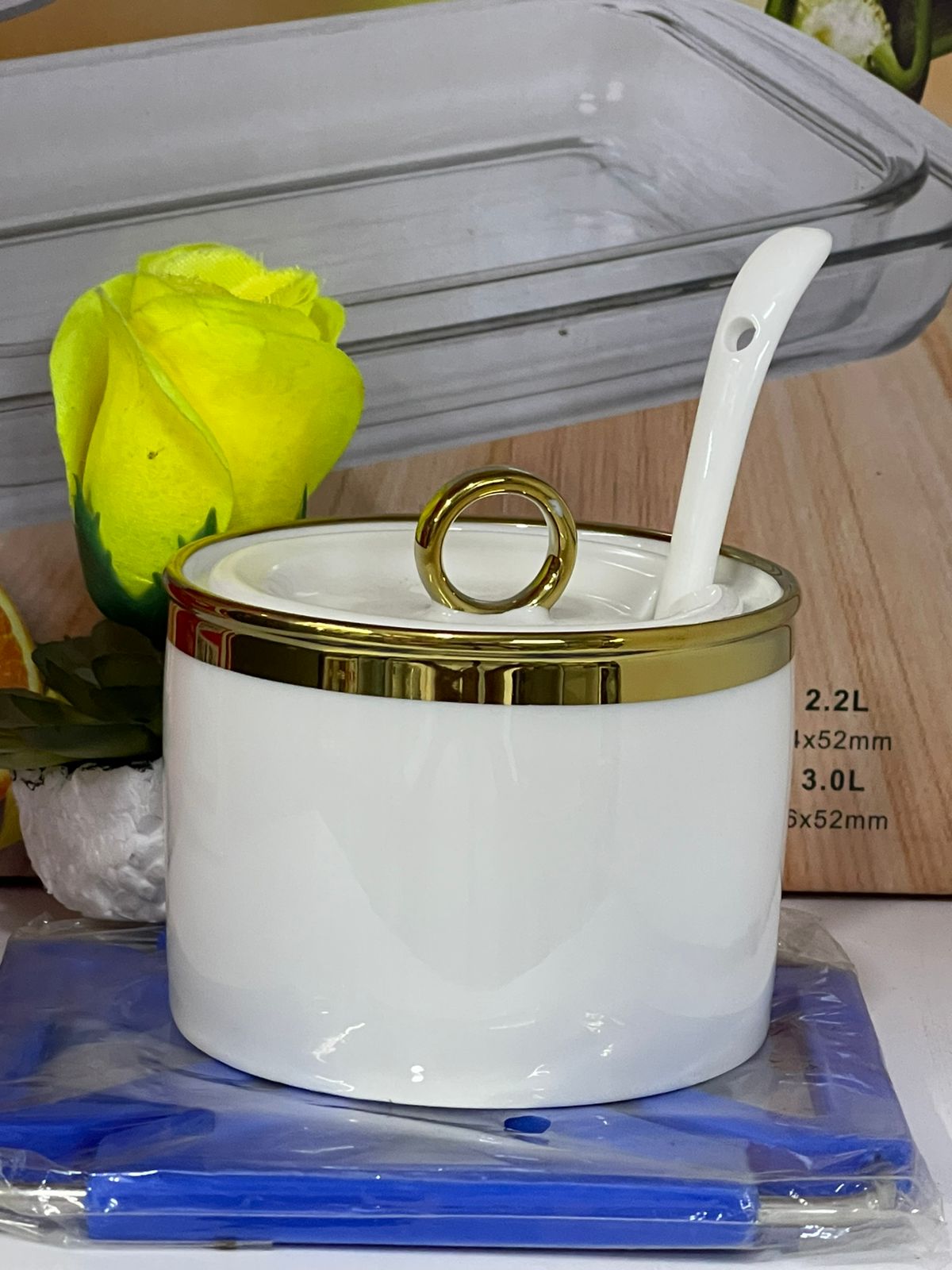 Gold sugar dish