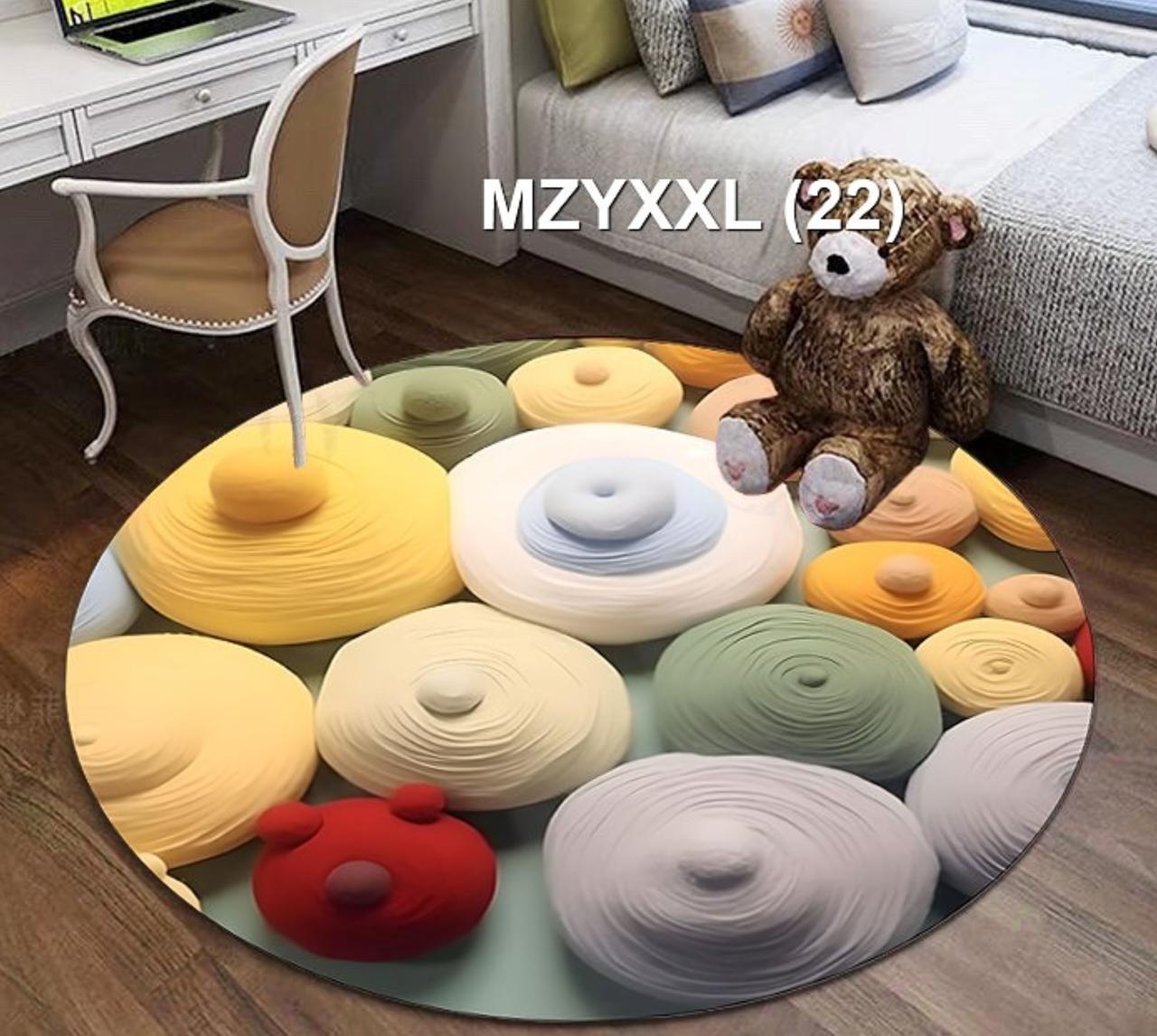 Round Mat ; Beautiful design, perfect for my living room, Bedside, Study room .The colors are vibrant and eye-catching, Great quality, durable . Size 120 cm