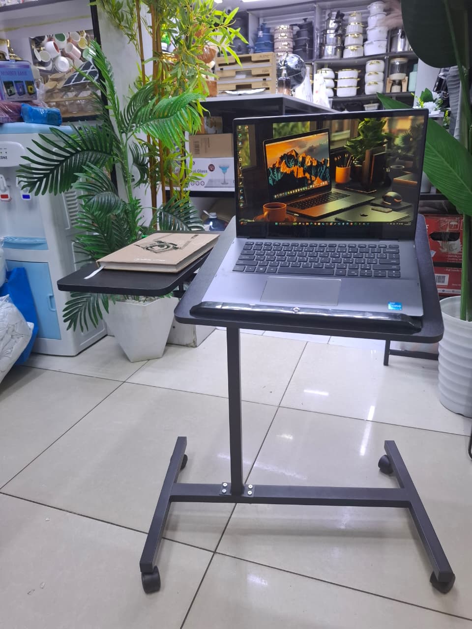 Adjustable Overbed Laptop Table with Wheels Multi-Purpose Rolling Bedside Table