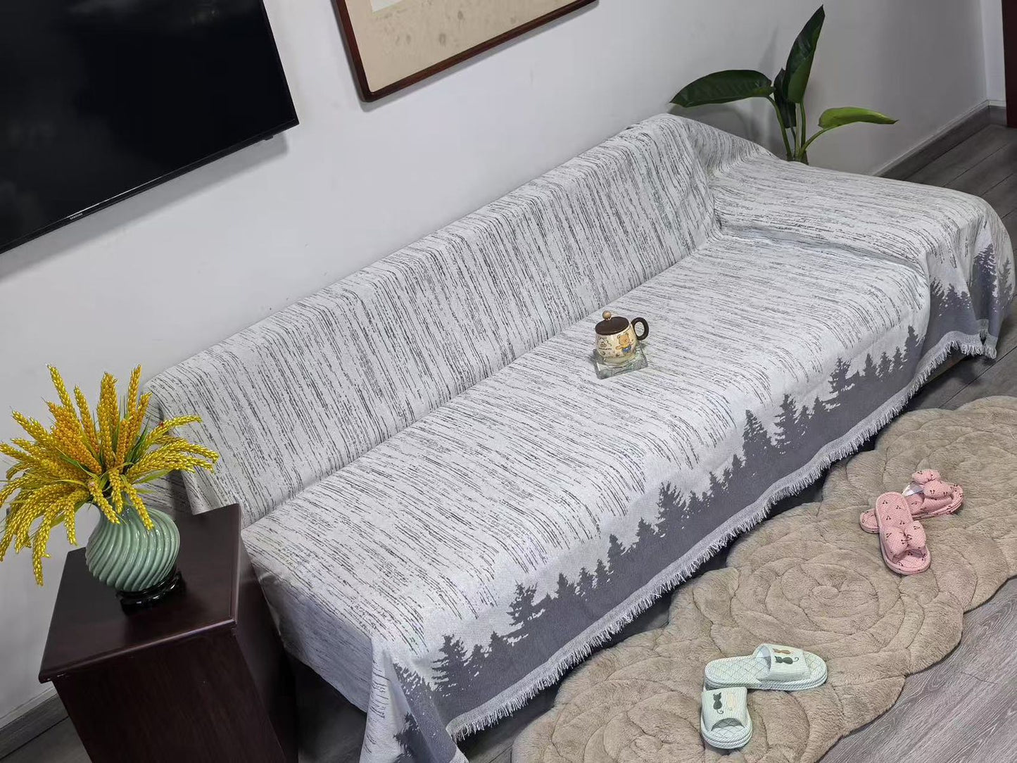 Reversible Chenille cotton sofa covers