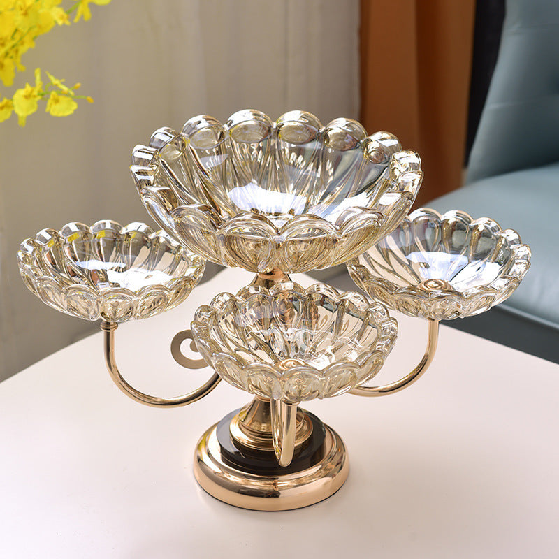 CRYSTAL GLASS WITH METAL STAND FRUIT PLATE