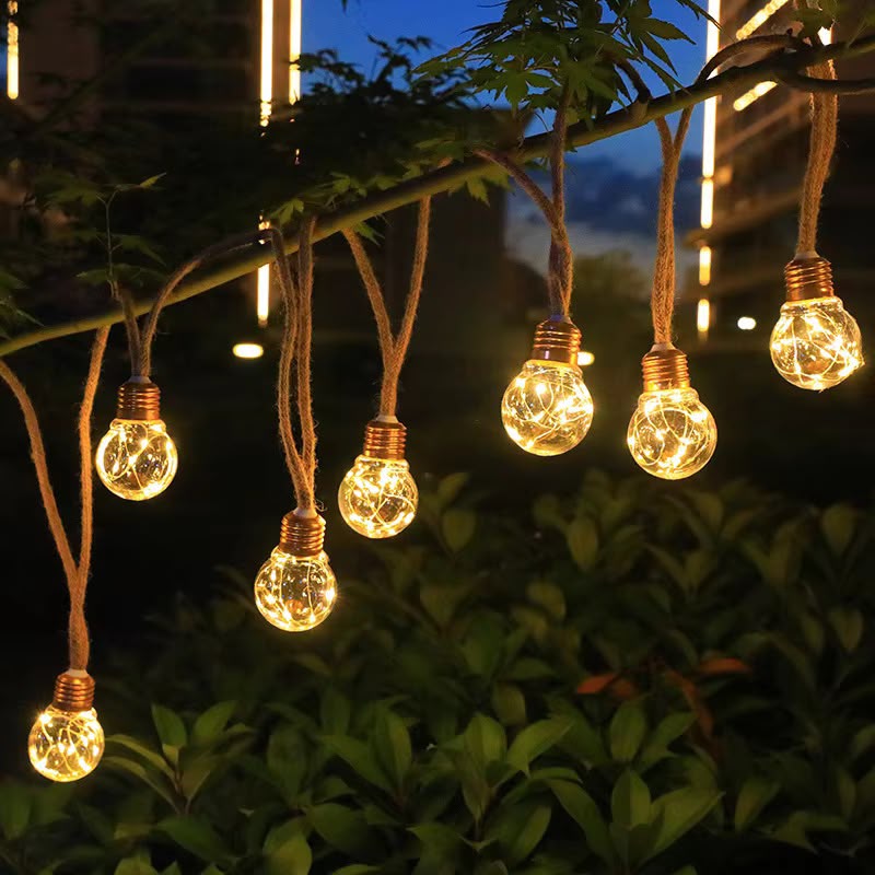10M VINTAGE HEMP ROPE CHRISTMAS LIGHTS — USB + SOLAR | INDOOR & OUTDOOR Roll