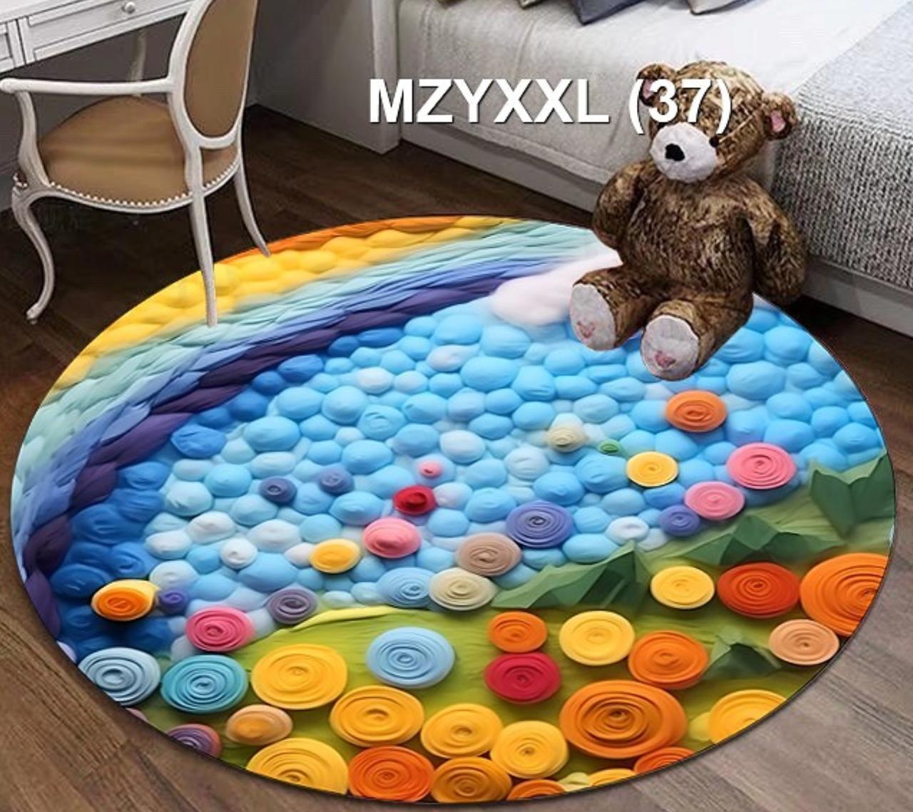 Round Mat ; Beautiful design, perfect for my living room, Bedside, Study room .The colors are vibrant and eye-catching, Great quality, durable . Size 120 cm